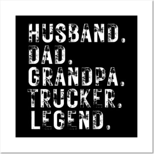 Husband Dad Grandpa Trucker Legend Posters and Art